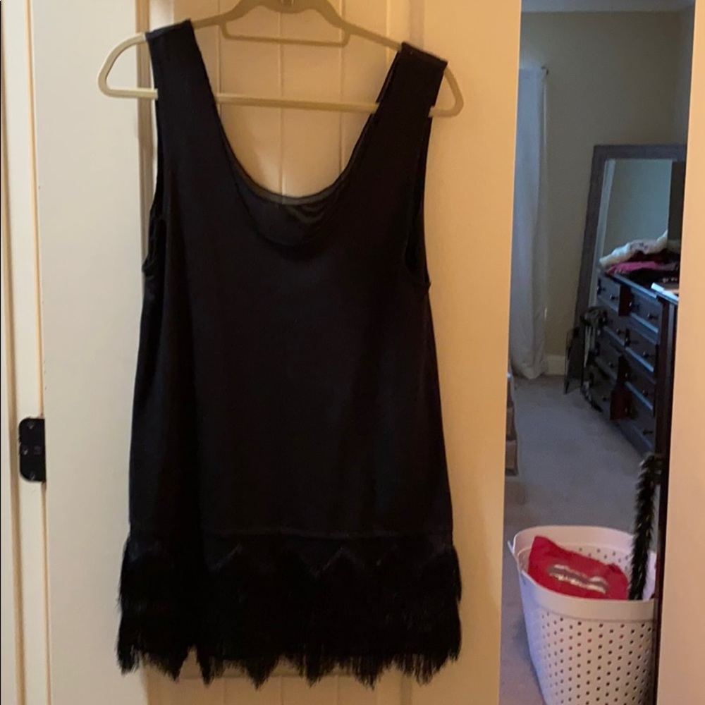 Black tank with fringe